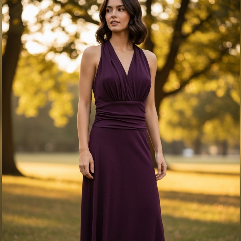Chic Plum Midi Dress for Women